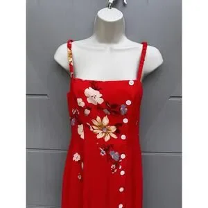 Capulet | Dresses | Capulet Red Floral Midi Dress Button Front Slip ...